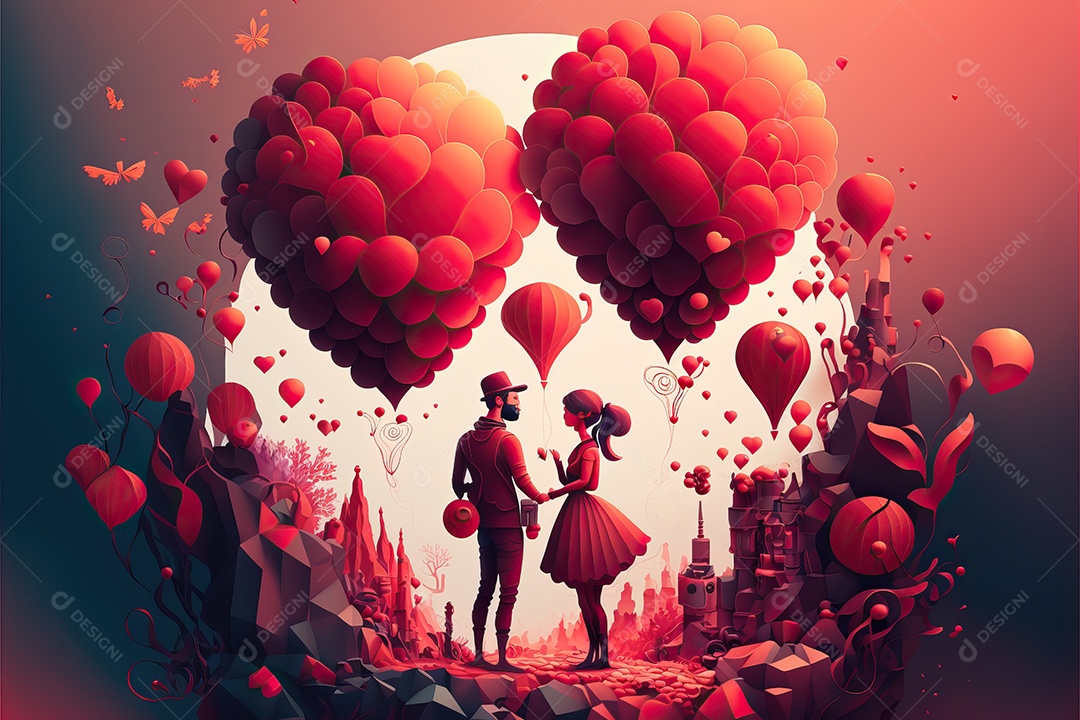 Fundo com ilustração de papel de parede para dia dos namorados