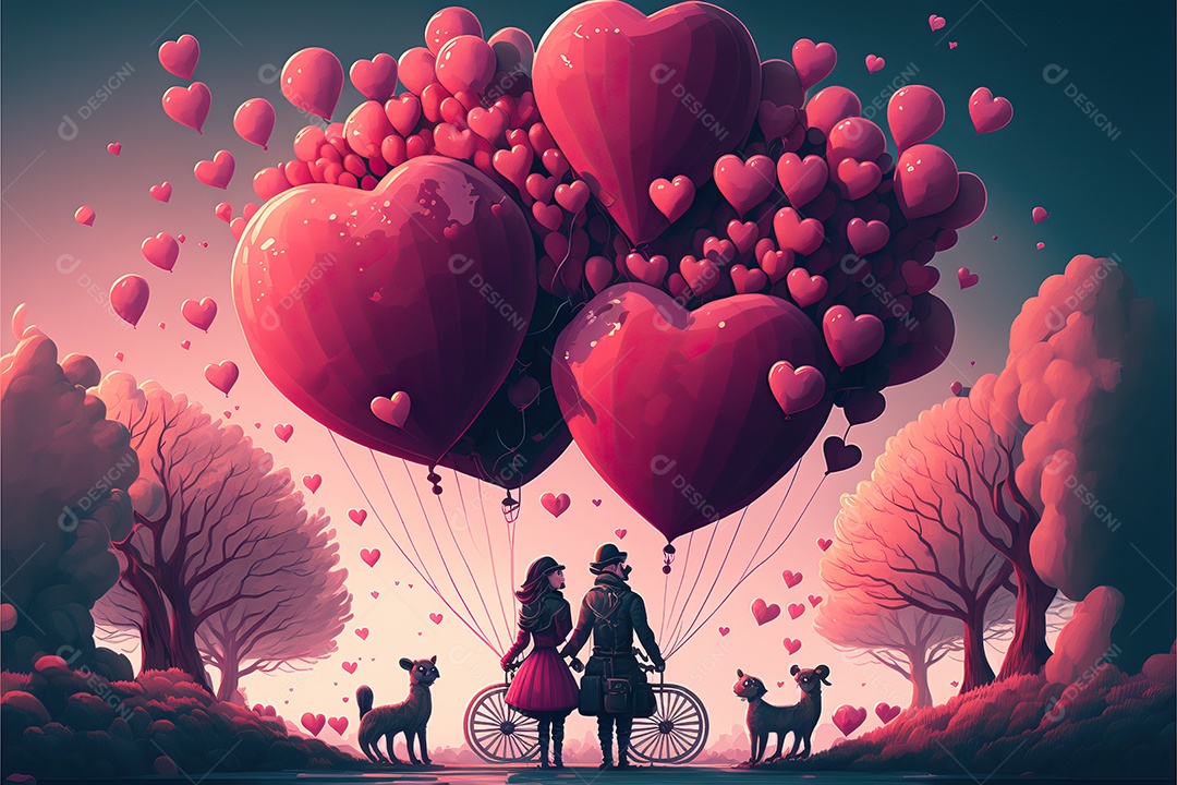 Fundo com ilustração de papel de parede para dia dos namorados