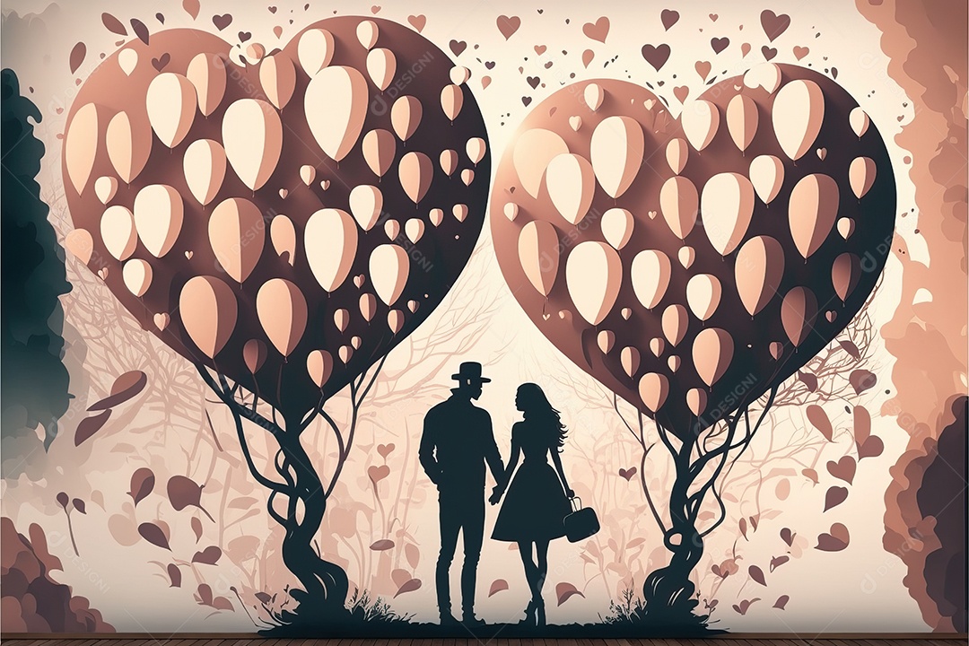 Ilustração de recorte de papel de dia dos namorados com lindo casal