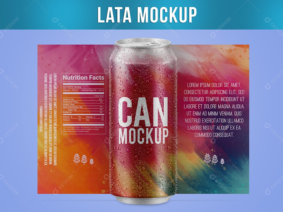 Lata Mockup Bebida 473ml Gotas PSD