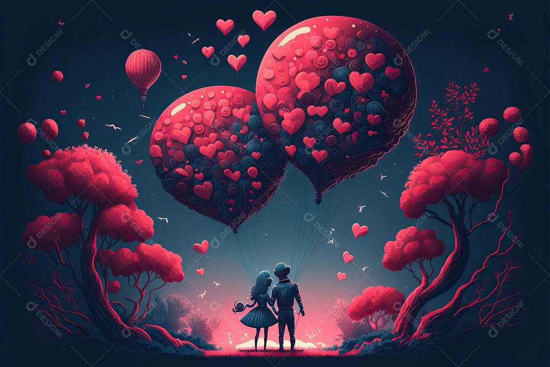 Ilustração de recorte de papel de dia dos namorados com lindo casal