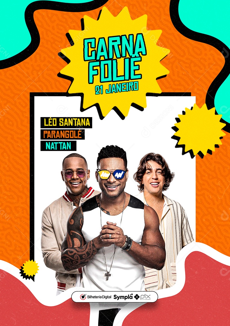 Carna Folie Nattan Léo Santana Parangolé Flyers Social Media PSD Editável