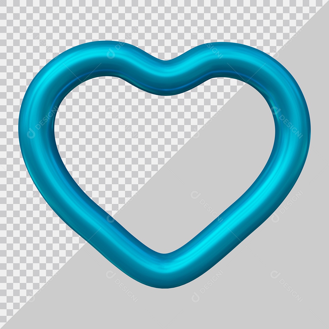 Coração Azul Elemento 3D Para Composição PSD