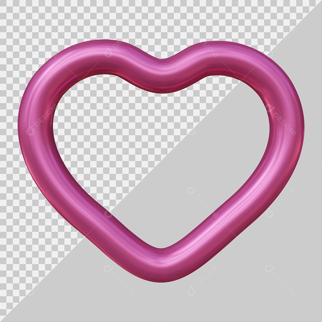 Coração Rosa Elemento 3D Para Composição PSD