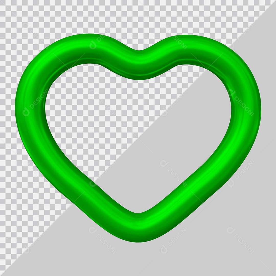 Coração Verde Elemento 3D Para Composição PSD