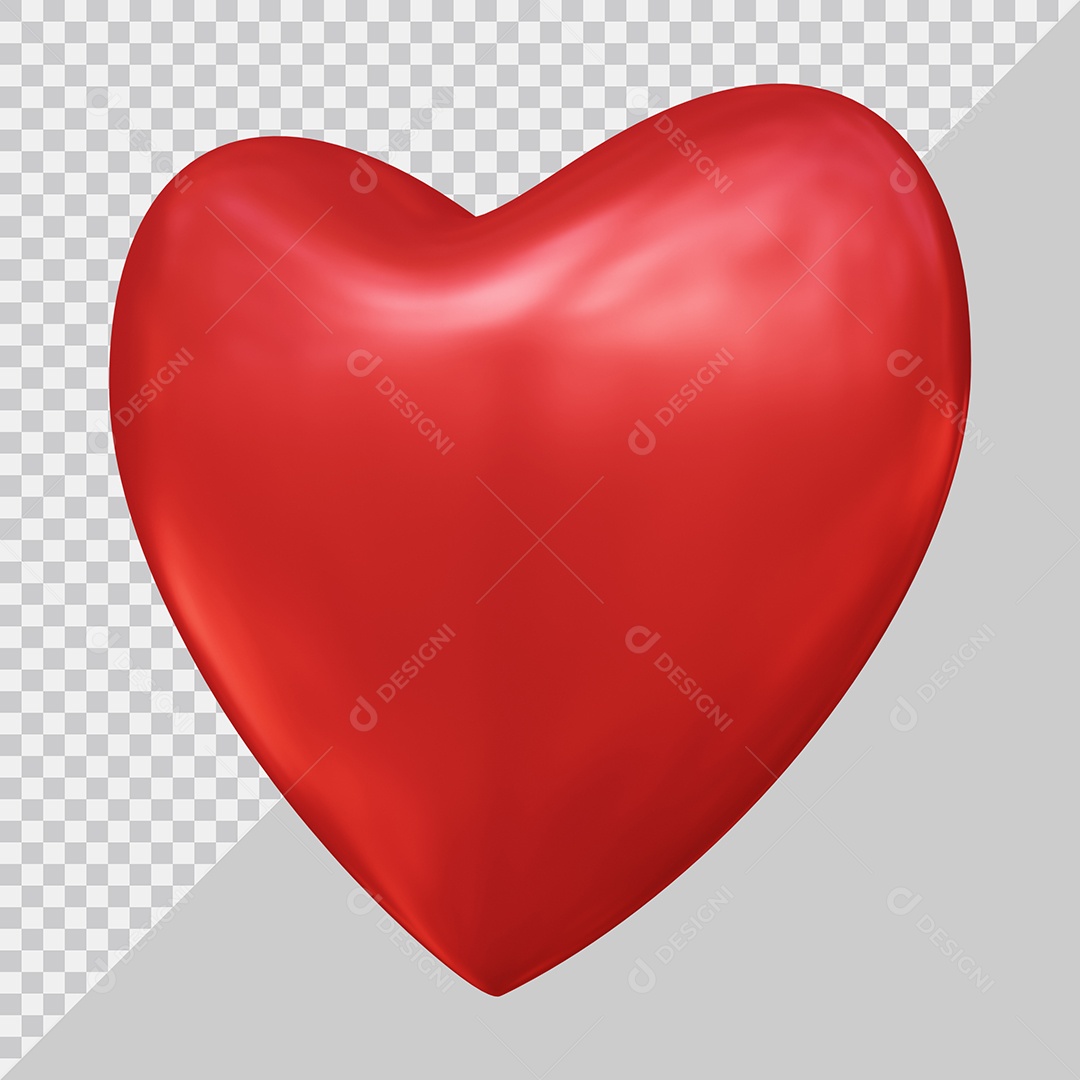Coração Vermelho Elemento 3D Para Composição PSD