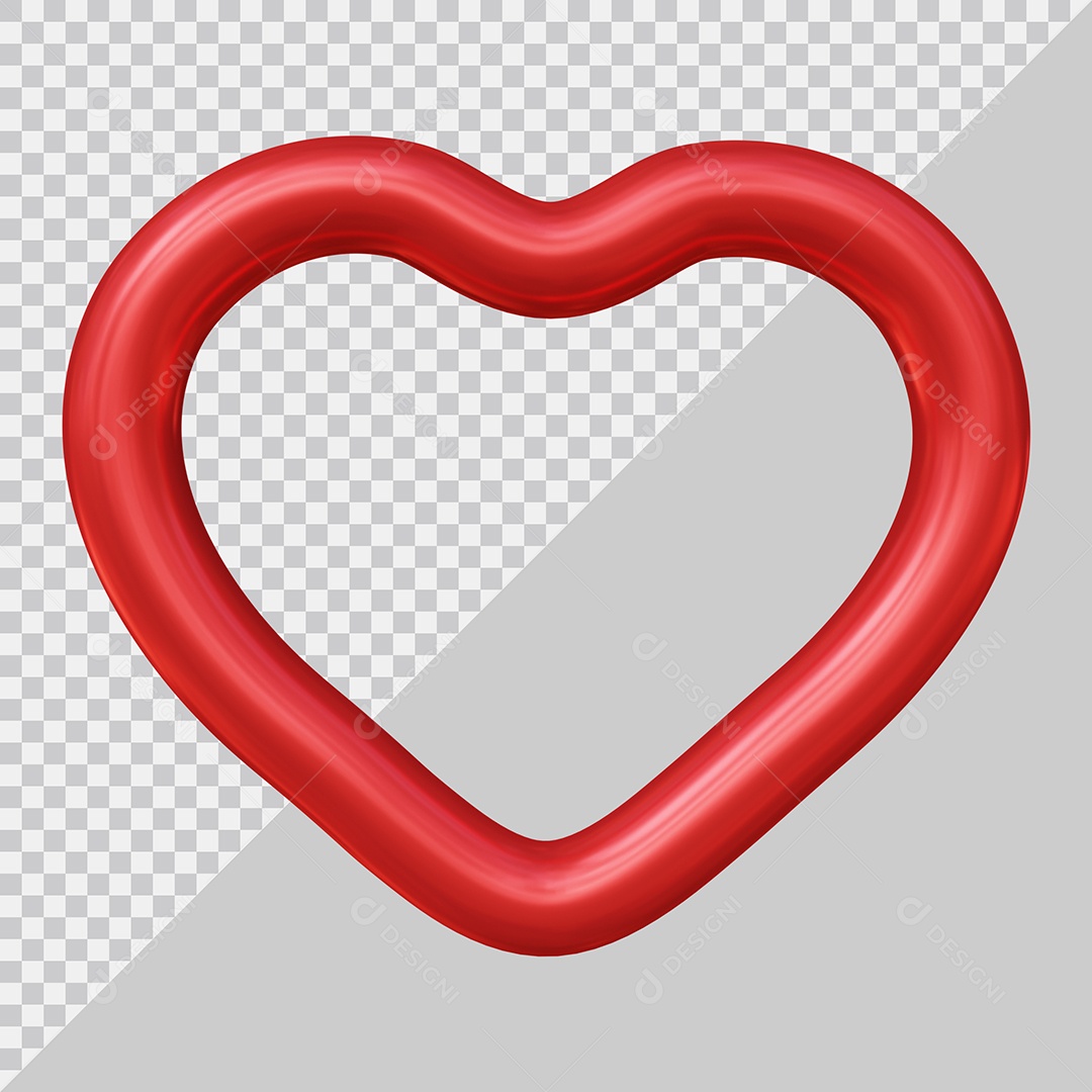 Coração Vermelho Elemento 3D Para Composição PSD