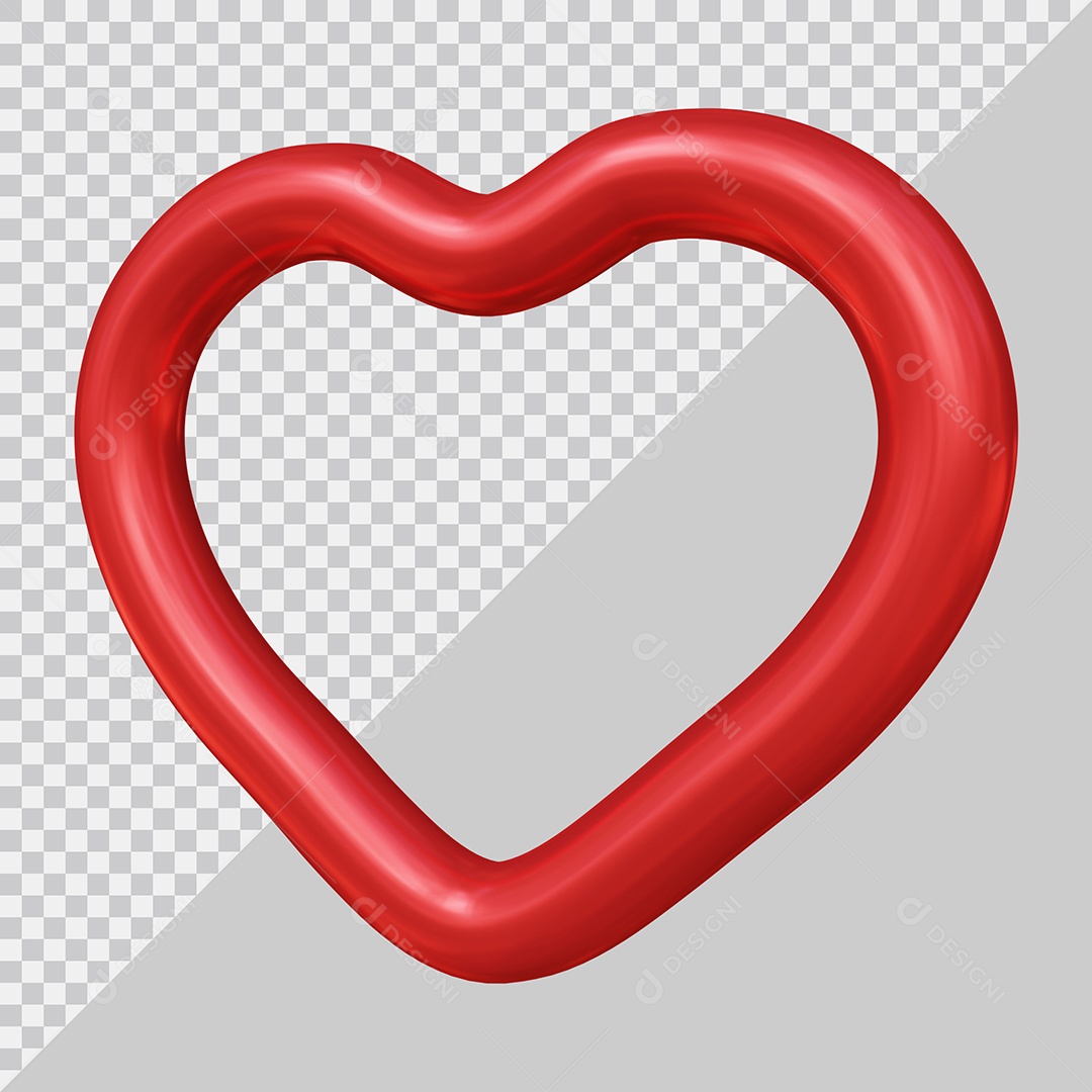 Coração Vermelho Elemento 3D Para Composição PSD