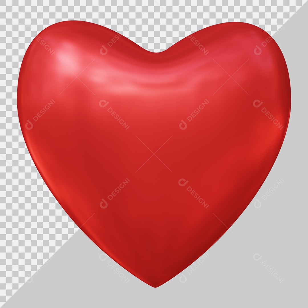 Coração Vermelho Elemento 3D Para Composição PSD