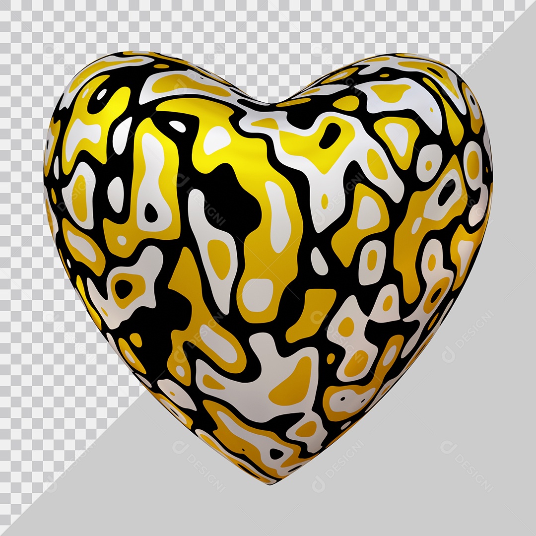 Coração Colorido Elemento 3D Para Composição PSD