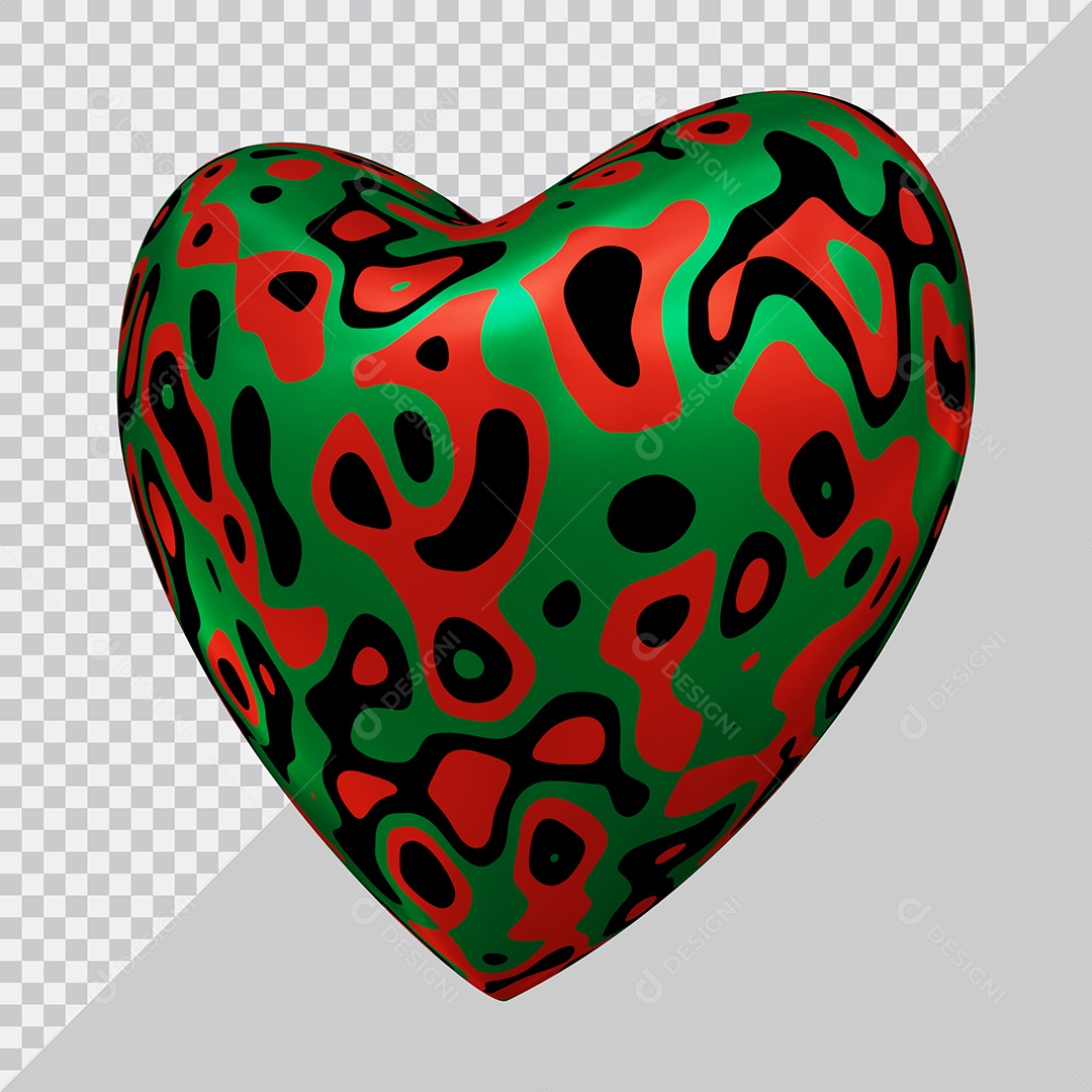 Coração Colorido Elemento 3D Para Composição PSD