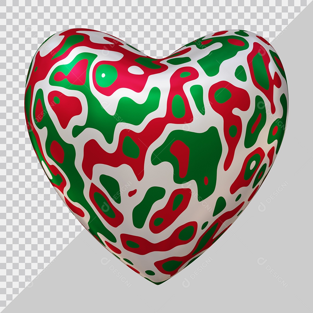 Coração Colorido Elemento 3D Para Composição PSD