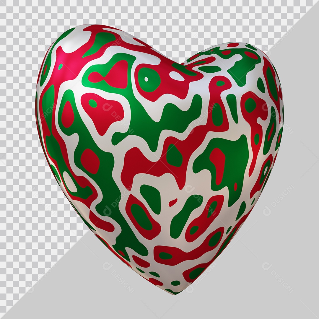 Coração Colorido Elemento 3D Para Composição PSD