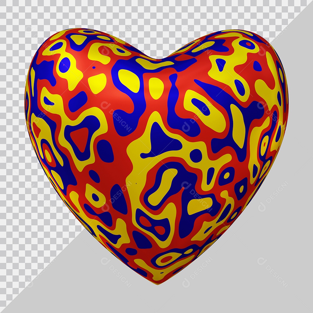 Coração Colorido Elemento 3D Para Composição PSD