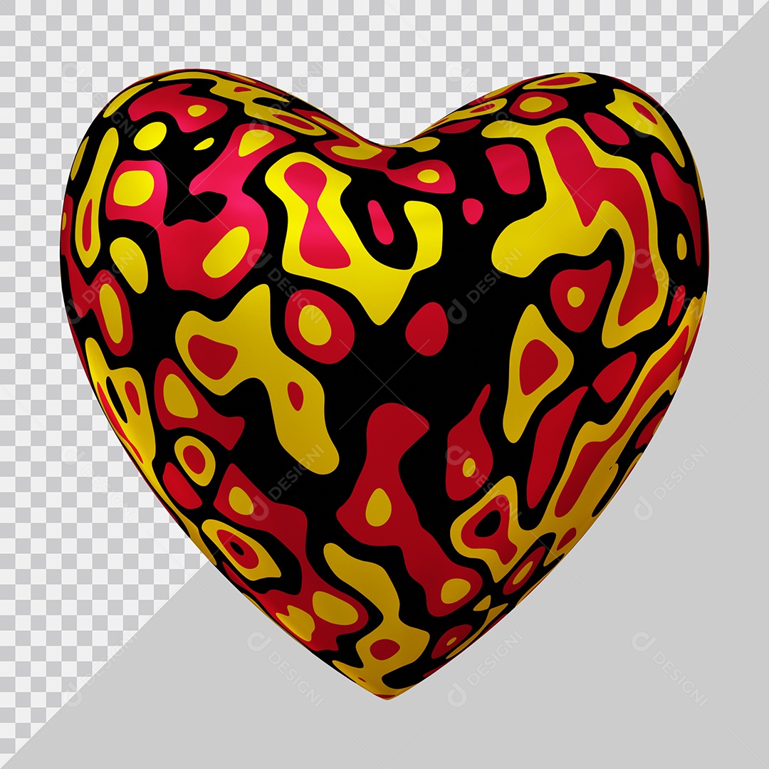 Coração Colorido Elemento 3D Para Composição PSD
