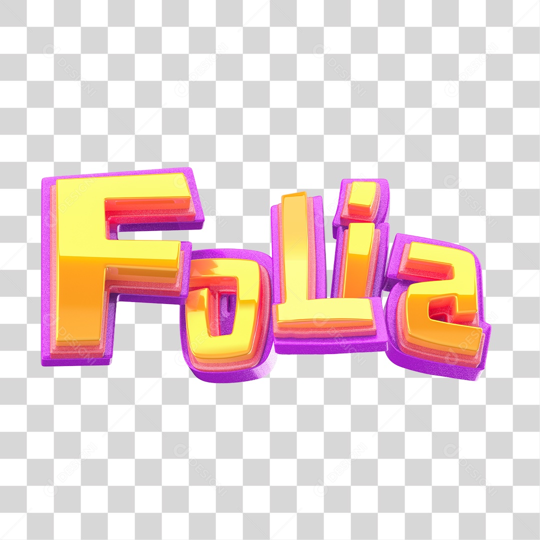 Texto 3D Para Composição Folia PNG Transparente
