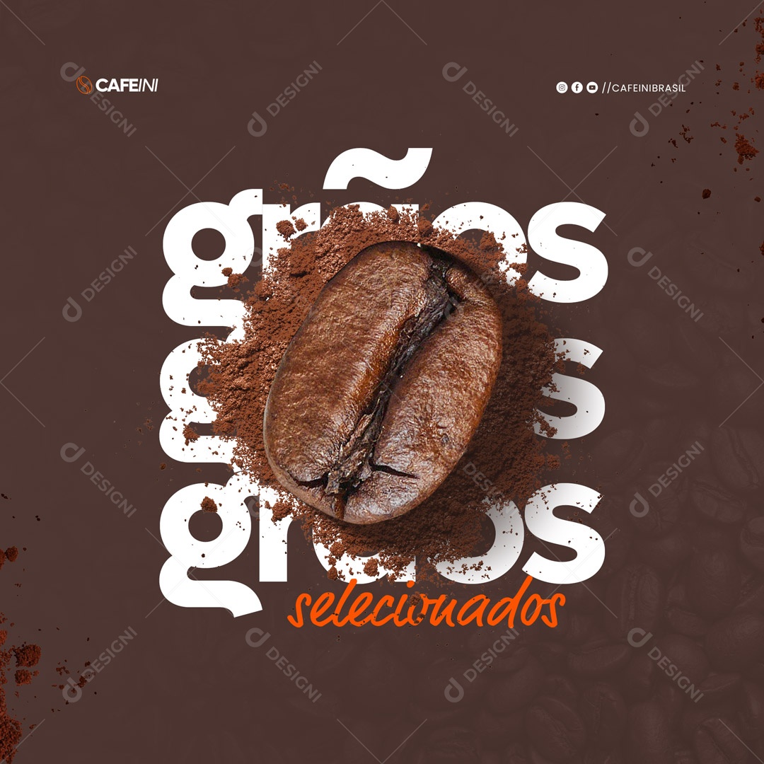 Grãos Selecionados Cafeteria Social Media PSD Editável