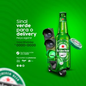 Sinal Verde para o Delivery Heineken Social Media PSD Editável