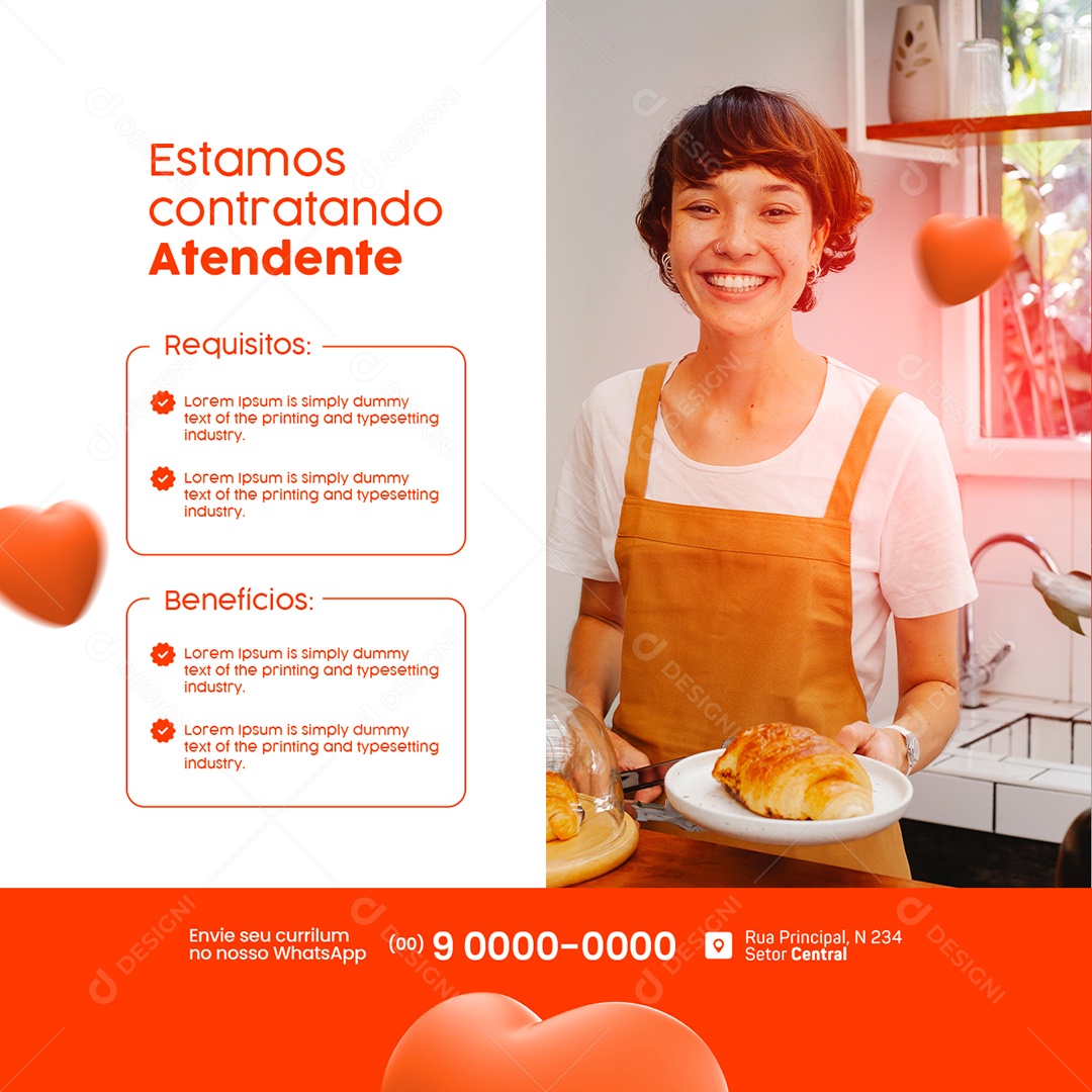 Estamos Contratando Atendente Social Media PSD Editável