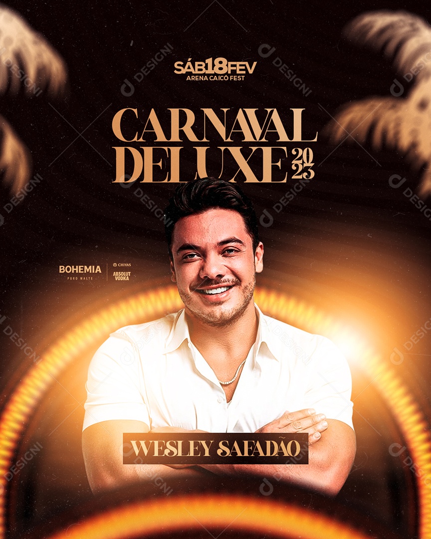 Carnaval de Luxe Wesley Safadão Flyer Social Media PSD Editável