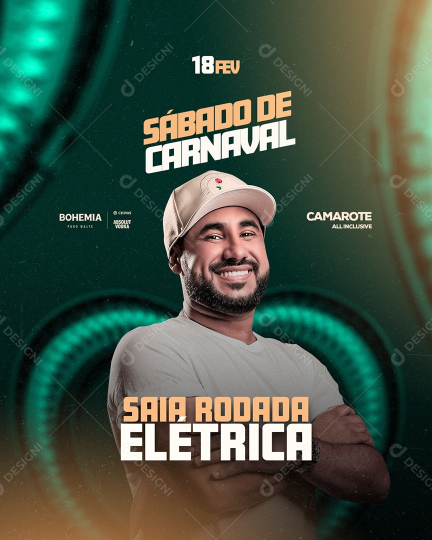 Sábado de Carnaval Raí Saia Rodada Flyer Social Media PSD Editável