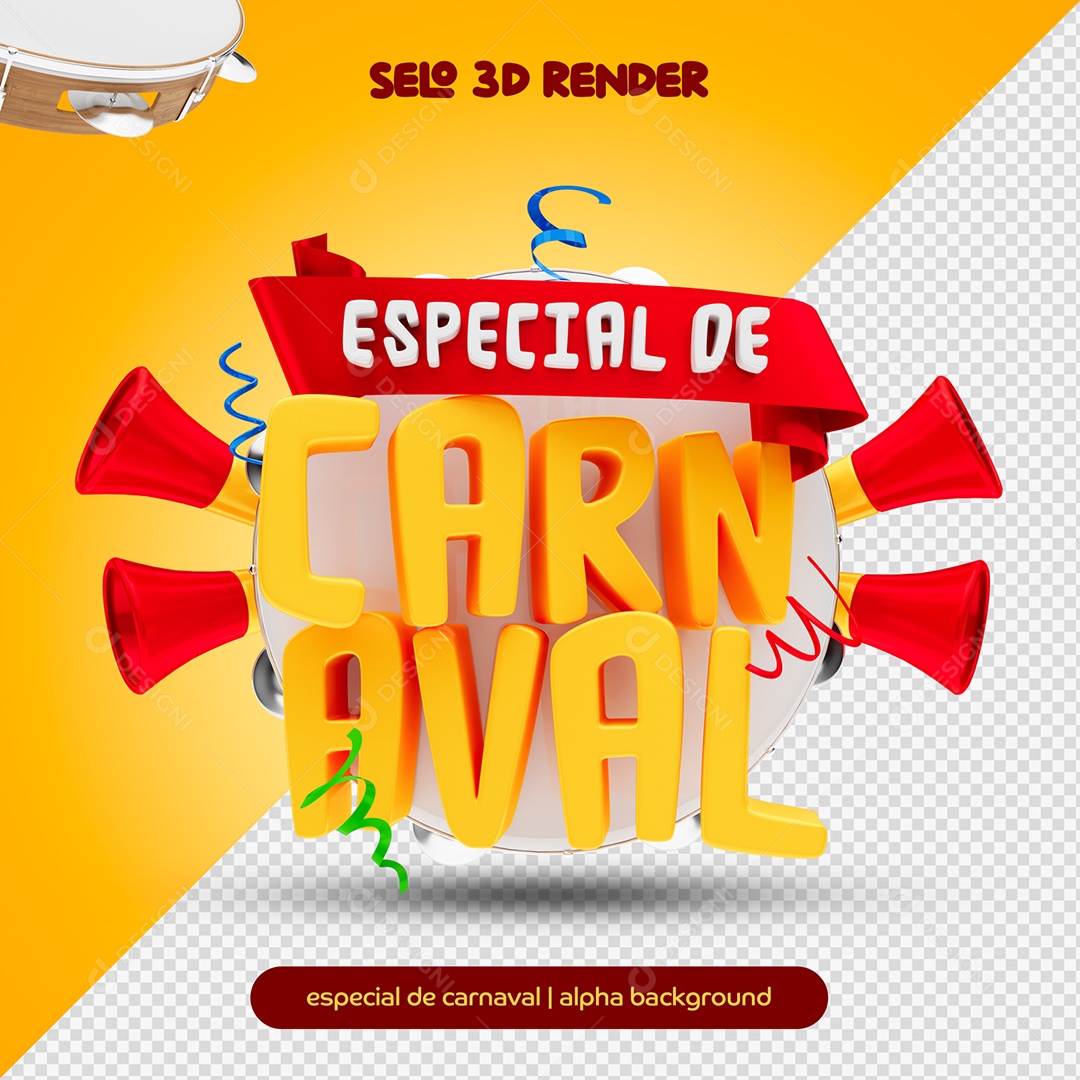 Selo 3D Para Composição Especial de Carnaval PSD