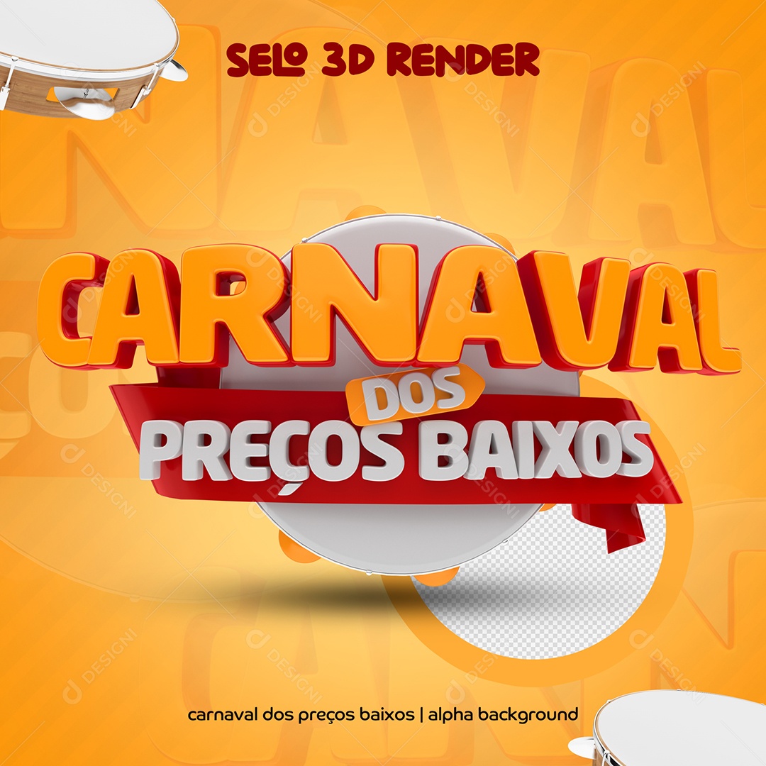 Selo 3D Para Composição Carnaval Dos Preços Baixos PSD