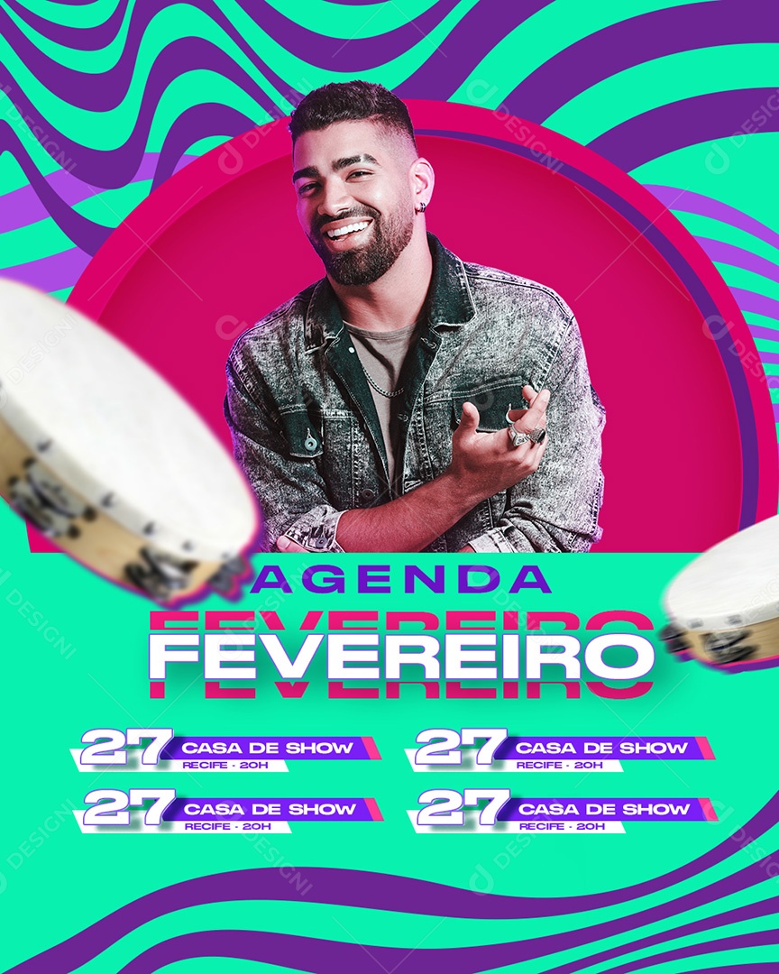 Flyer Agenda Fevereiro Dilsinho Social Media PSD Editável