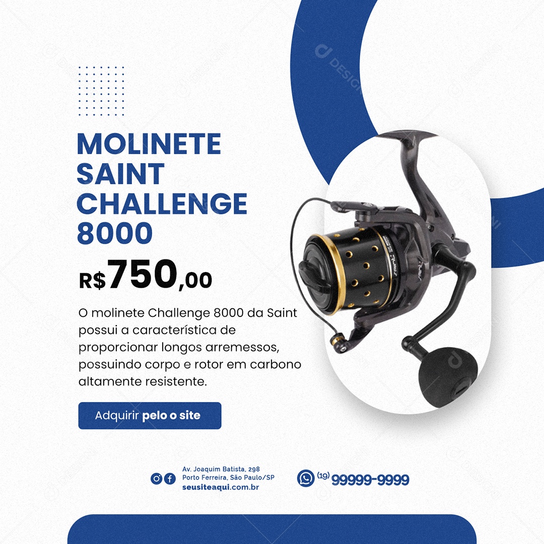 Molinete Saint Challenge Loja de Equipamentos de Pesca Social Media PSD Editável