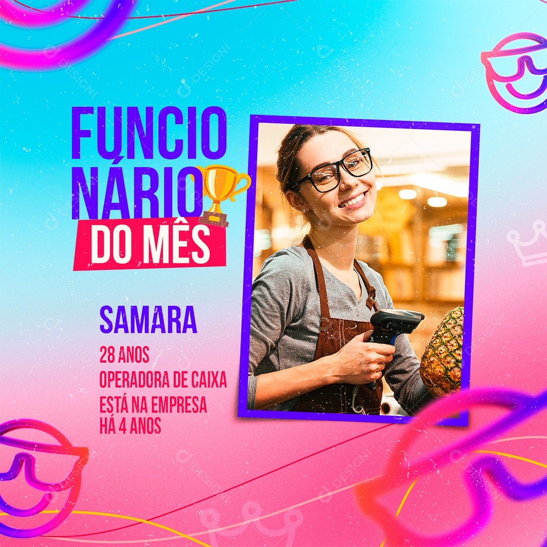 Post Funcionário do Mês Big Brother Brasil Social Media PSD Editável