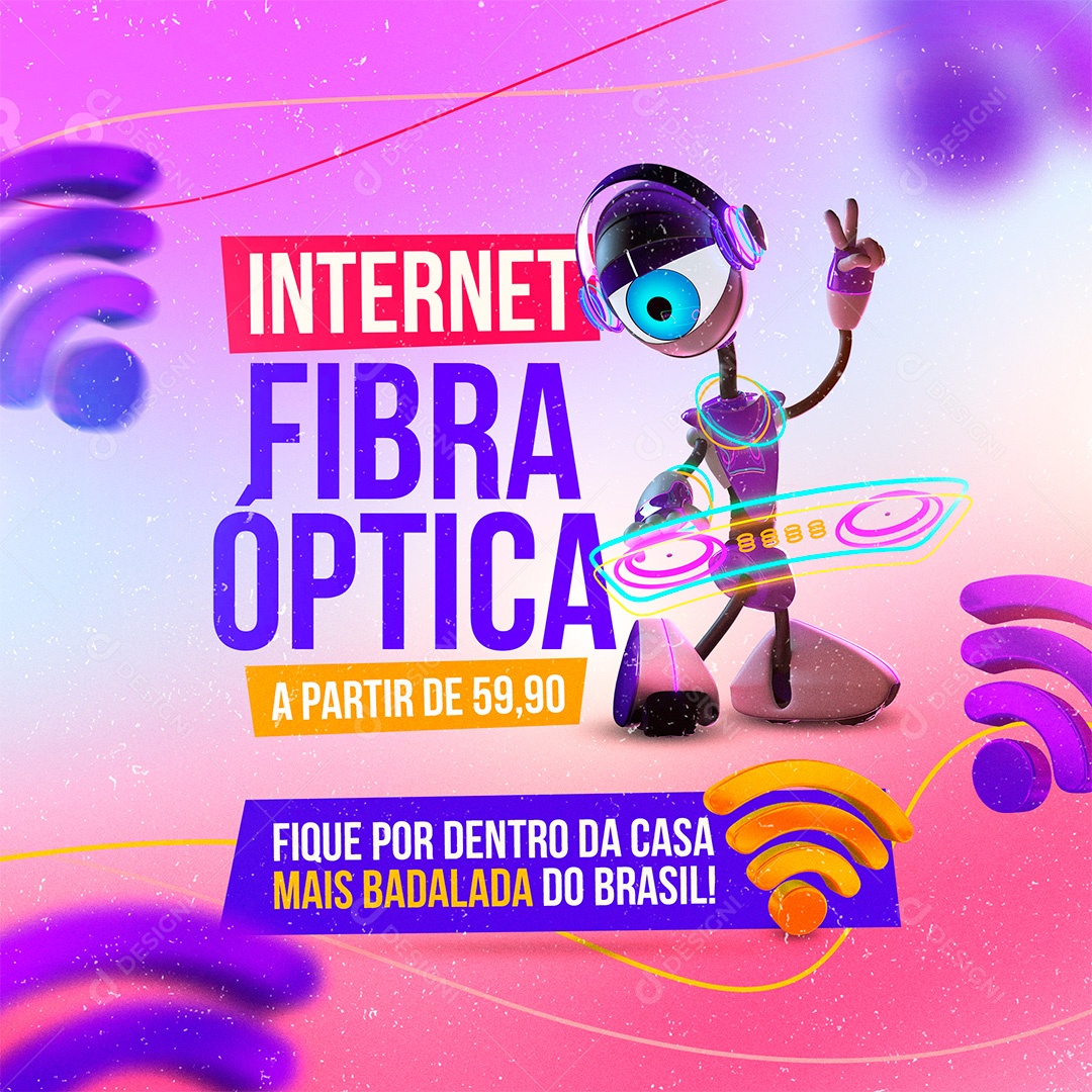 Post Internet Fibra Óptica Big Brother Brasil Social Media PSD Editável