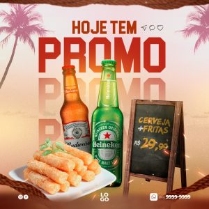 Post Cerveja Hoje Tem Promo Social Media PSD Editável