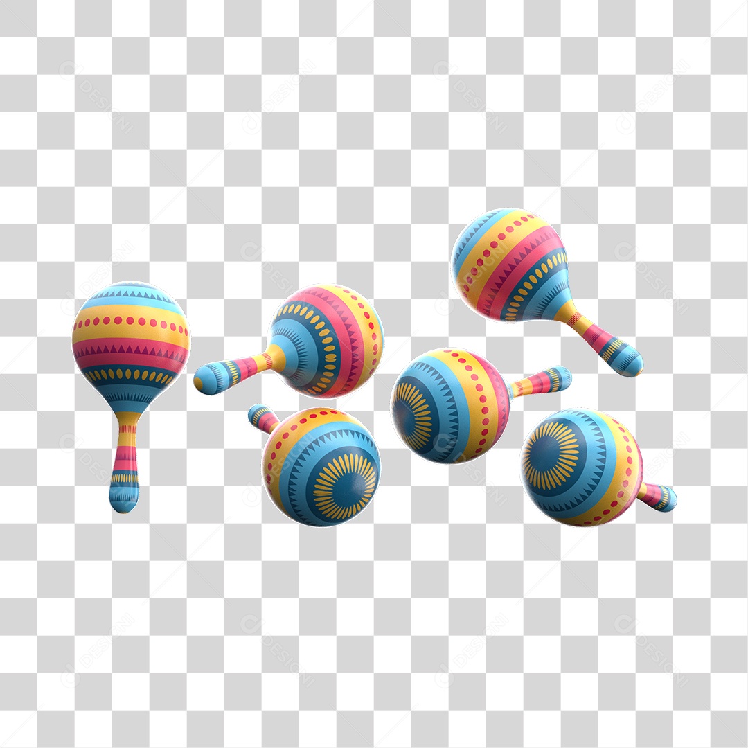 Elemento 3D Para Composição Maracas de Carnaval PNG Transparente
