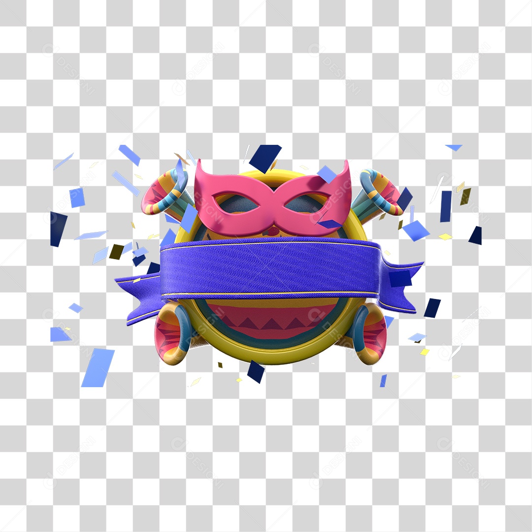 Elemento de Carnaval 3D Para Composição de Texto PNG Transparente
