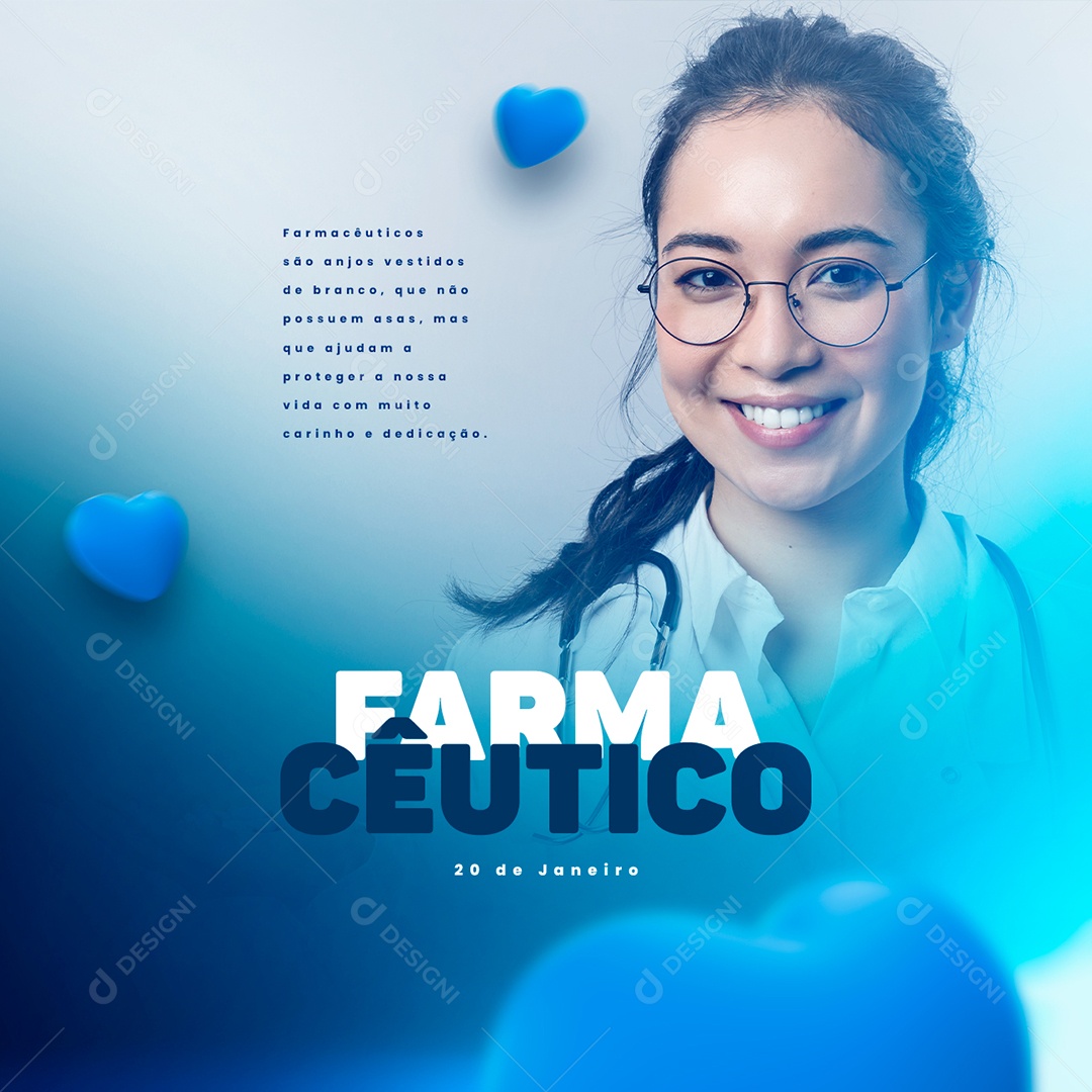 Farmacêutico são Anjos Vestidos de Branco Dia do Farmacêutico Social Media PSD Editável