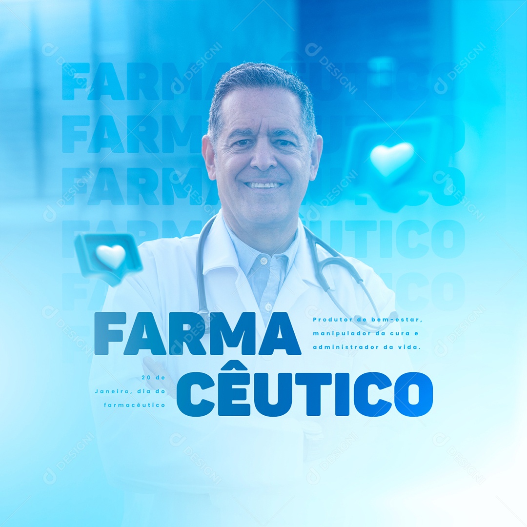 Produtor de Bem Estar Dia do Farmacêutico Social Media PSD Editável