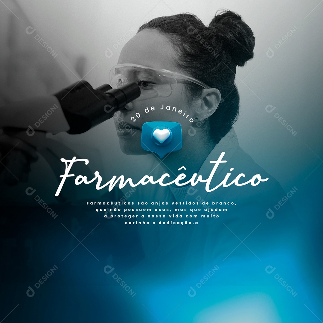 Farmacêutico são Anjos Vestidos de Branco Dia do Farmacêutico Social Media PSD Editável