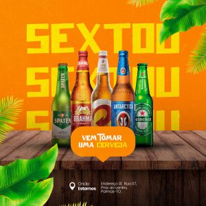 Sextou Vem Tomar uma Cerveja Social Media PSD Editável