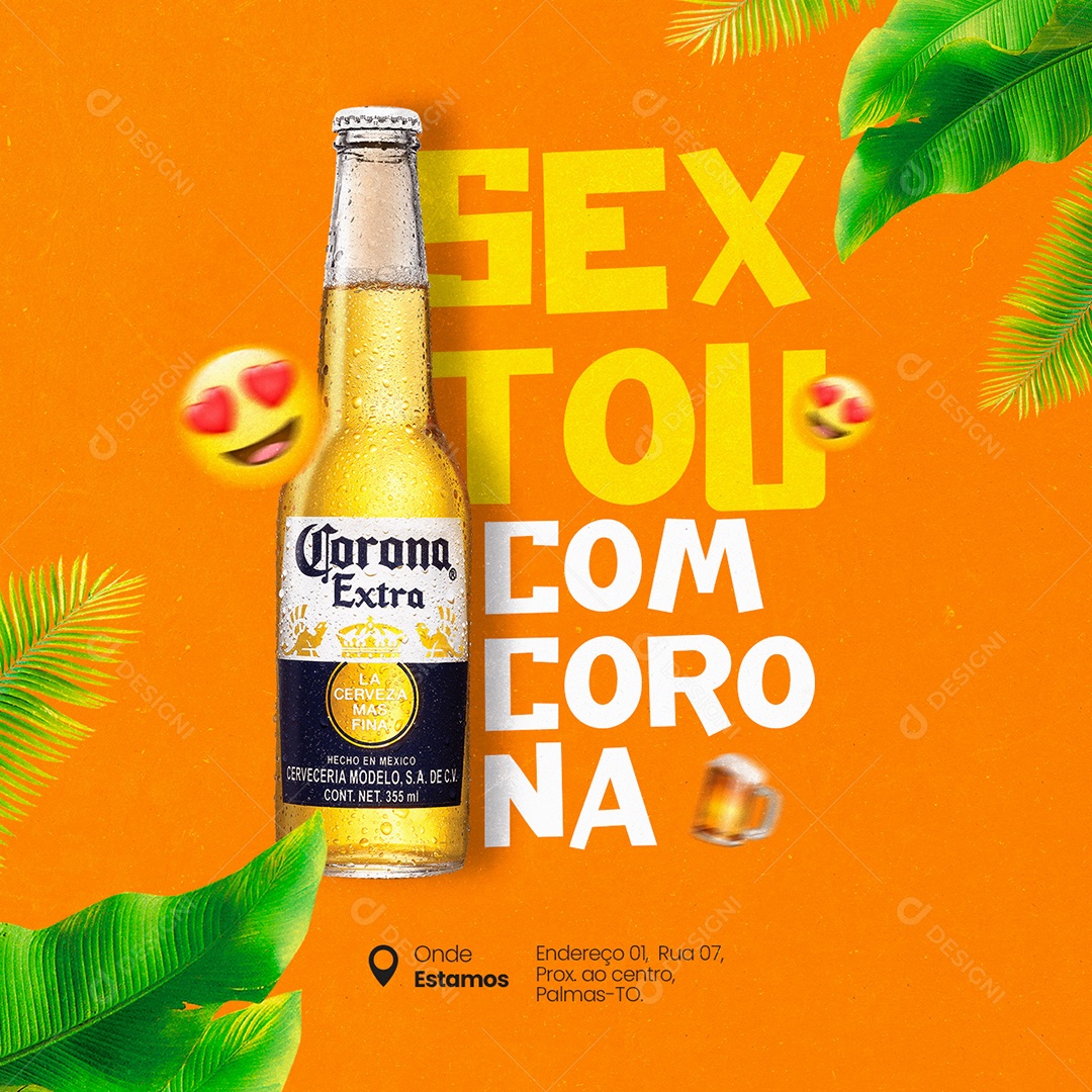 Sextou com Corona Cervejaria Social Media PSD Editável