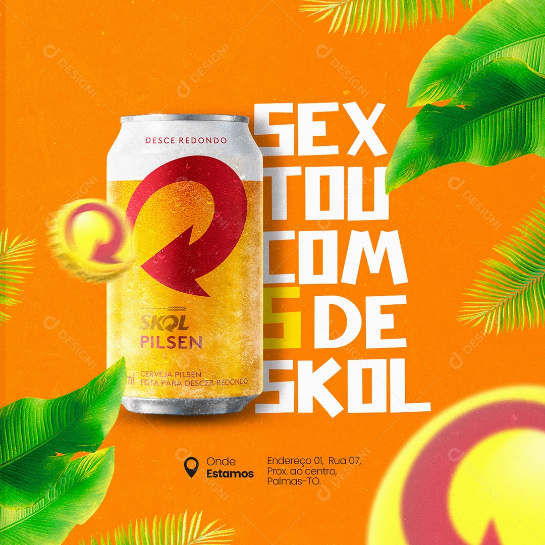 Sextou com 5 de Skol Cervejaria Social Media PSD Editável
