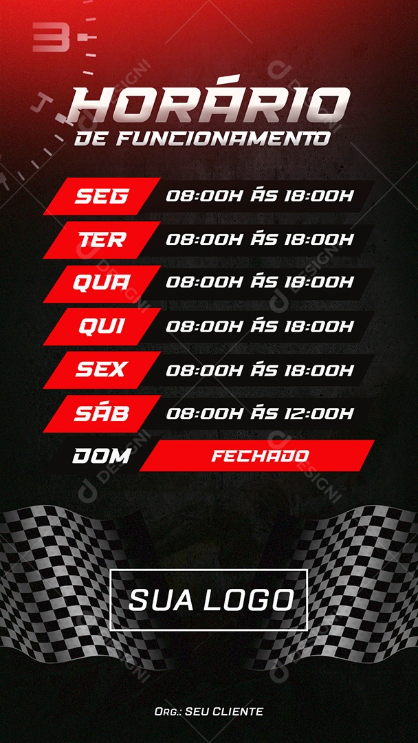 Post Horário de Funcionamento Social Media PSD Editável