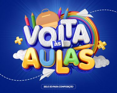 Selo 3D Para Composição Volta às Aulas PSD