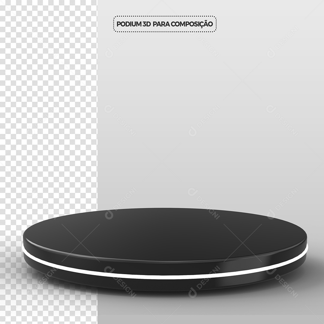 Elemento 3D Para Composição Podium Preto e Branco PSD