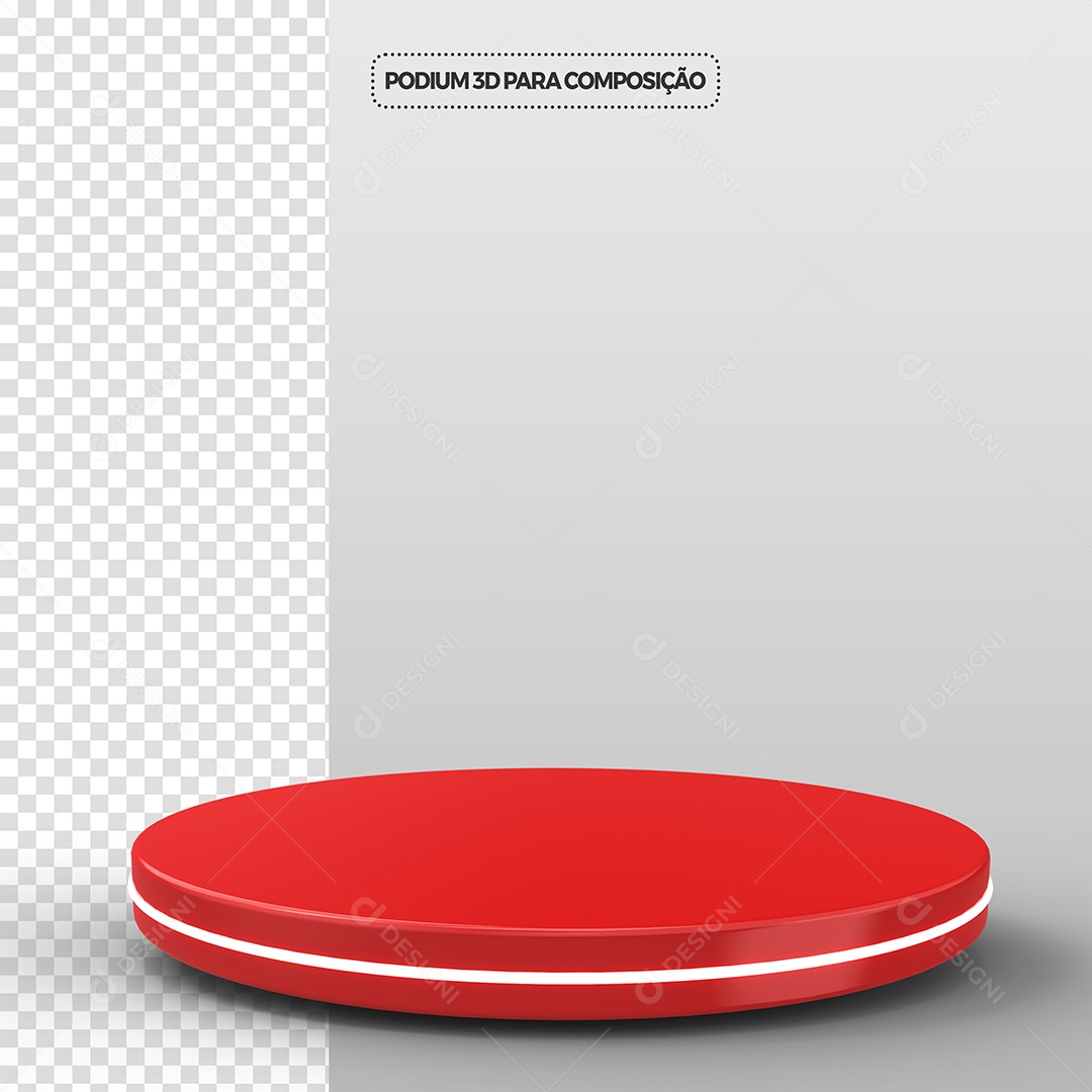 Elemento 3D Para Composição Podium Vermelho e Branco PSD