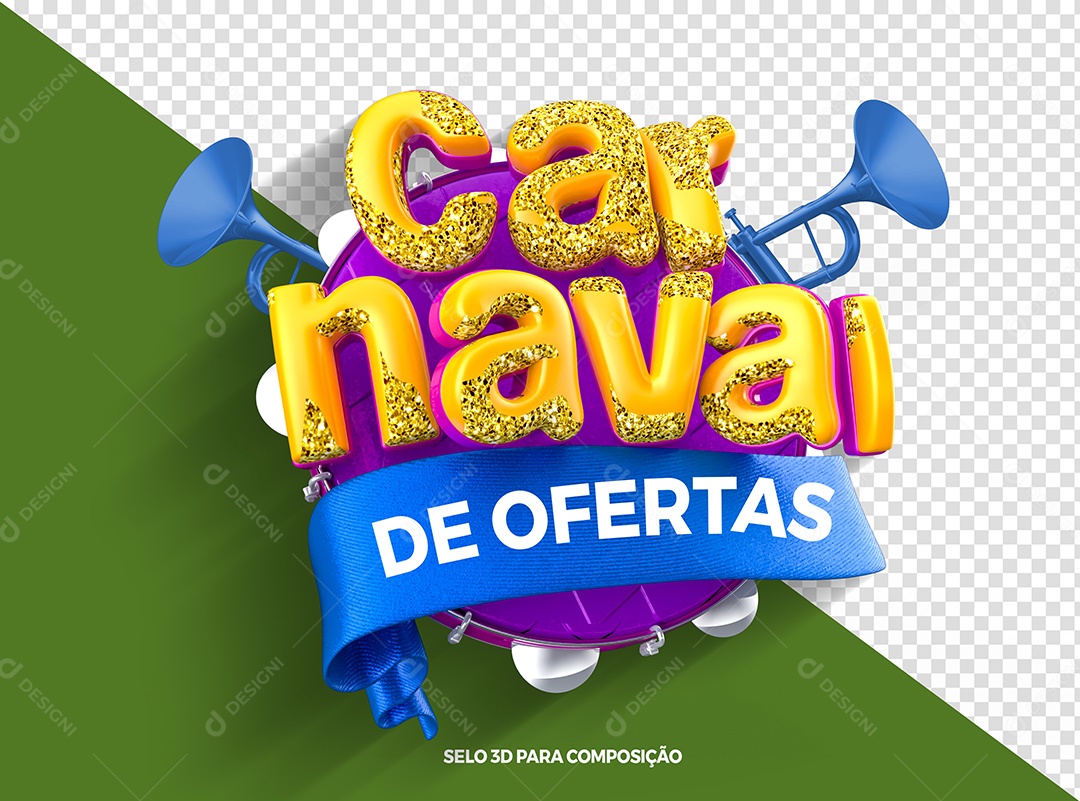 Selo 3D Para Composição Carnaval de Ofertas PSD