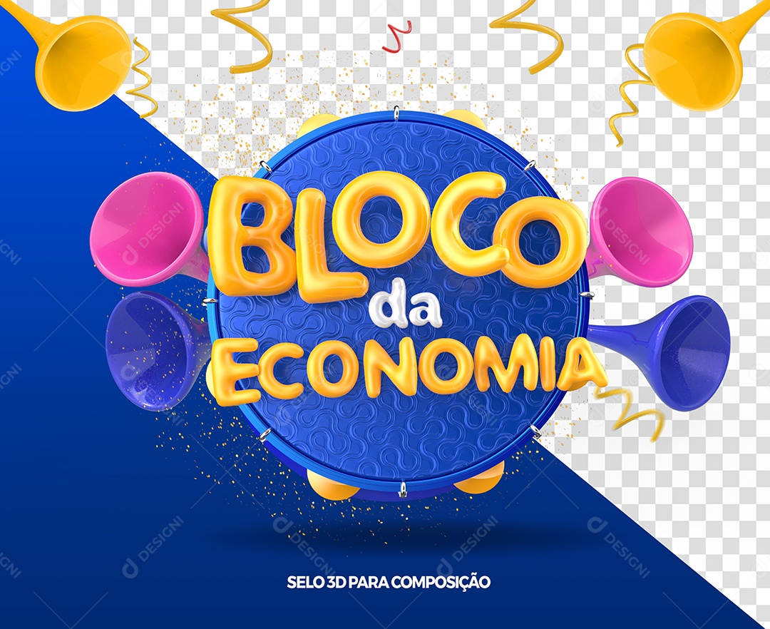 Selo 3D Para Composição Bloco da Economia PSD