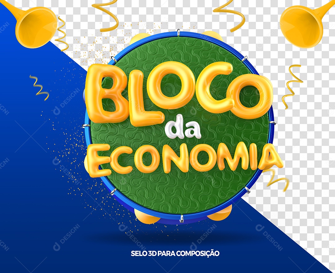 Selo 3D Para Composição Bloco da Economia PSD