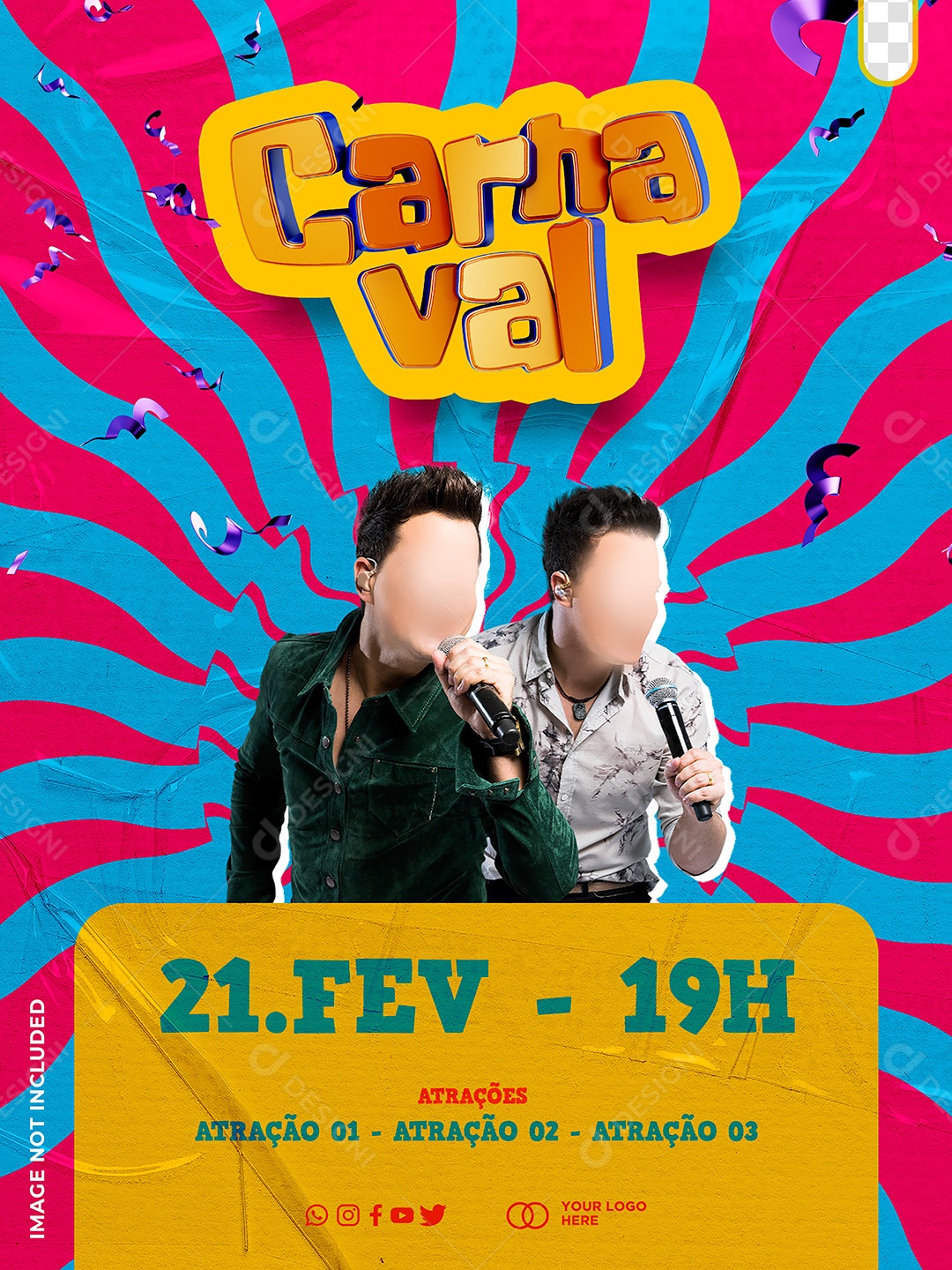 Flyer de Carnaval Social Media PSD Editável