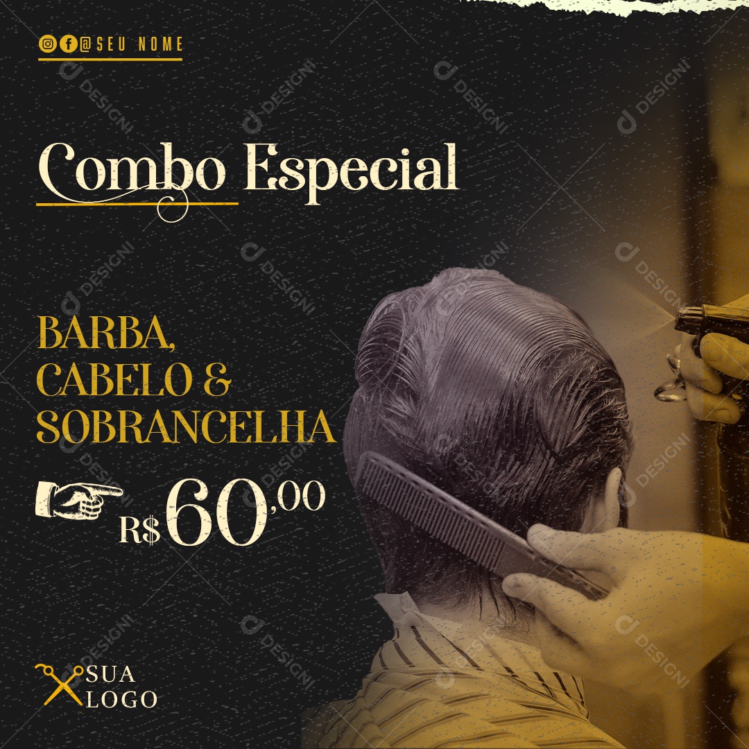 Post Barbearia Combo Especial Social Media PSD Editável