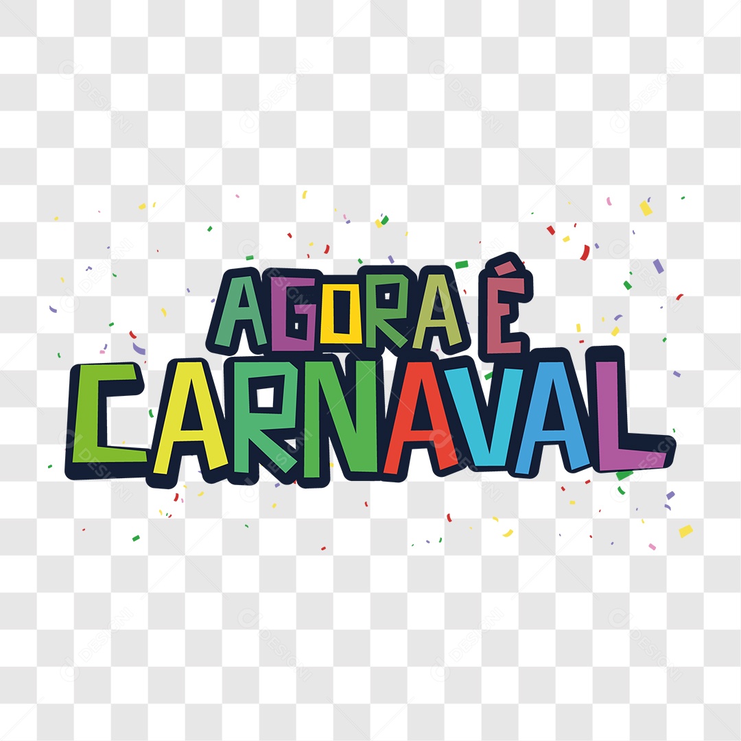 Lettering Agora É Carnaval EPS + PNG